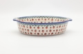 Półmisek ceramiczny okrągły z uszami A525 D139 – ręcznie malowana ceramika bolesławiecka w tradycyjnym wzorze, elegancki i funkcjonalny do serwowania potraw.