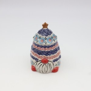 Gnome Christmas tree ceramic container with lid (A523 D3) 