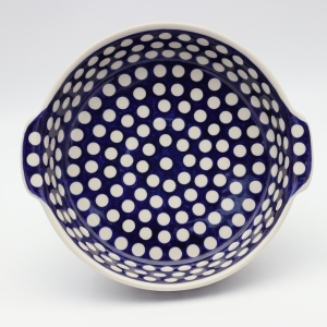 Round ceramic platter with handles (A525 D64)  